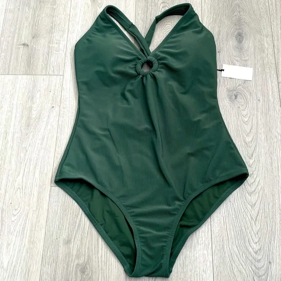 Women's Ribbed Plunge Ring Detail One Piece Swimsuit Target NWT - Picture 2 of 7